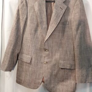 GANT mens VINTAGE BROWN HERRINGBONE CHECK PURE WOOL SPORTS JACKET BLAZER 42"